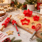 Christmas Baking Tool Set with Rolling Pin Whisk Tongs and Cookie Cutters