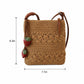 Crochet Crossbody Bag with Strawberry Charm, Adjustable Strap and Zip Closure