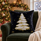 Christmas Tree Embroidered Decorative Throw Pillow Cover (Single Piece)