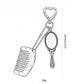 Mirror and Mini Comb Keychain Bag Charm with Heart Clip