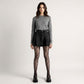 Floral Lace Pattern Tights with Sheer Mesh Texture and Stretch Fit
