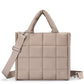 Quilted Puffer Tote Bag with Top Handles and Adjustable Crossbody Strap 11x10x5.5in