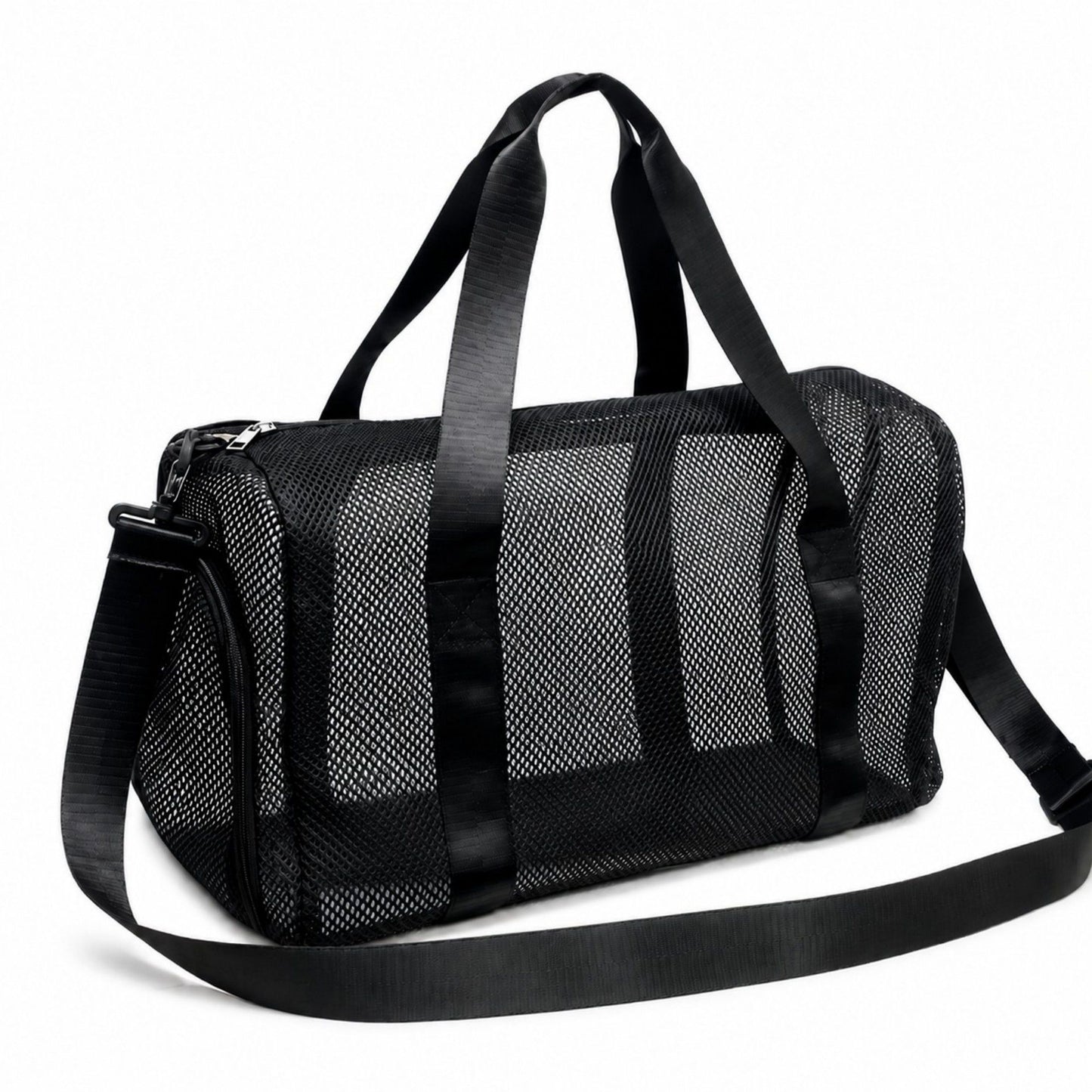 Mesh Duffel Bag with Top Handles Adjustable Shoulder Strap Lightweight Gym Travel Weekender Tote