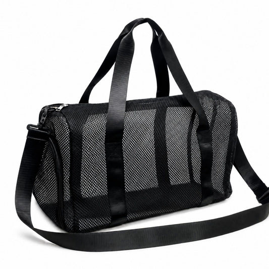 Mesh Duffel Bag with Top Handles Adjustable Shoulder Strap Lightweight Gym Travel Weekender Tote