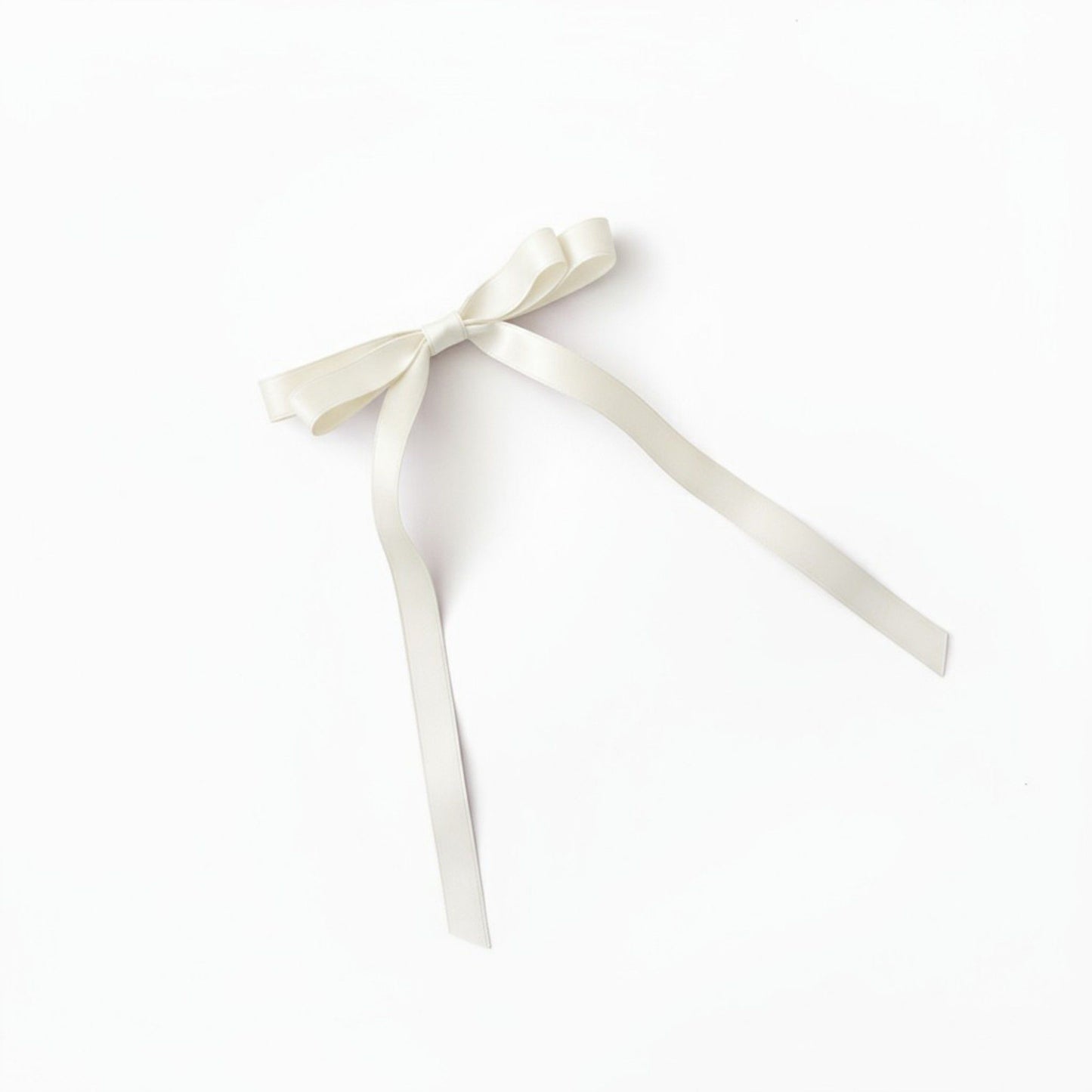 2pcs per Set Long Ribbon Bow Hair Clip with Sleek Streamer Tails and Elegant Minimalist Design