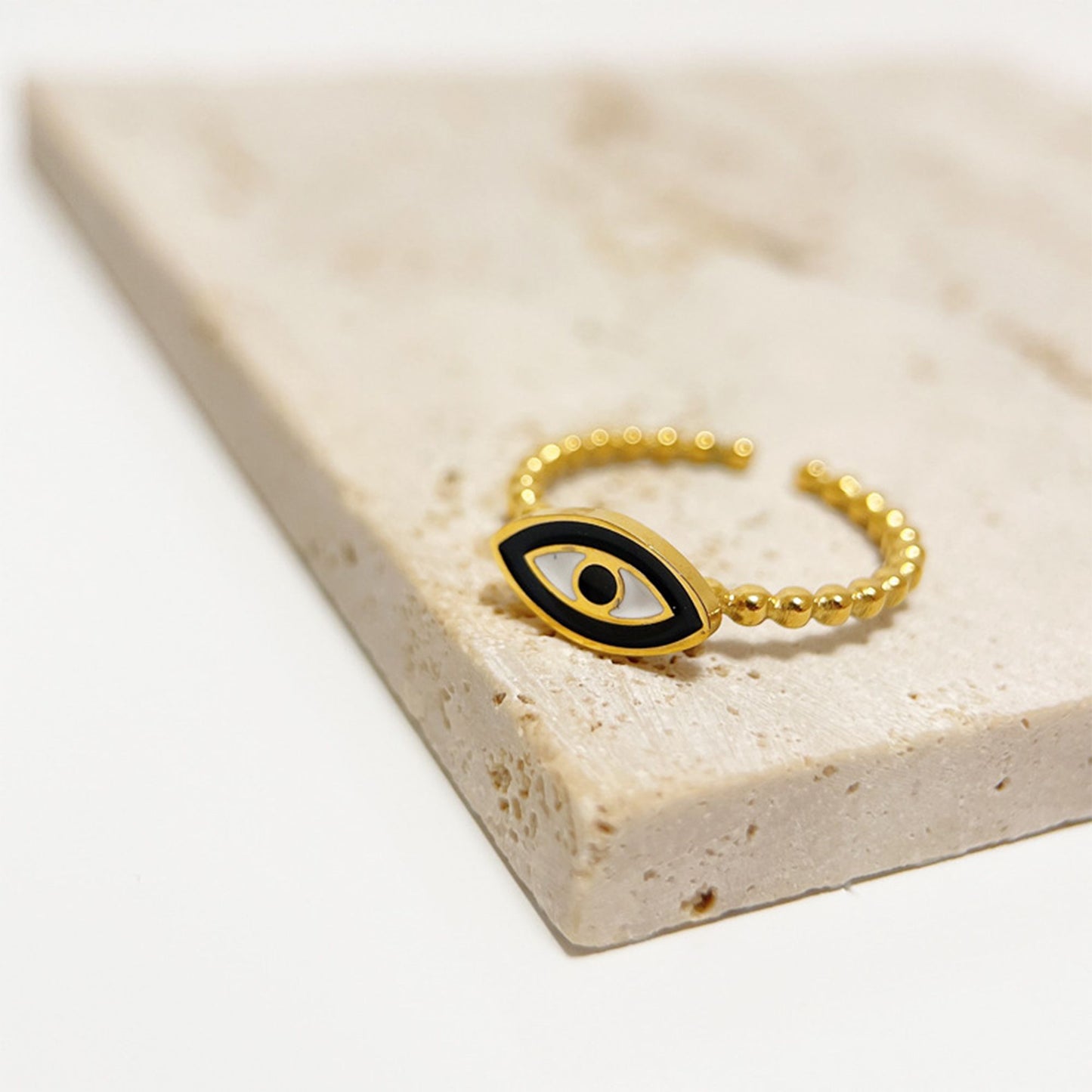 Women's Enamel Evil Eye Ring - Adjustable Statement Ring for Daily & Stylish Wear
