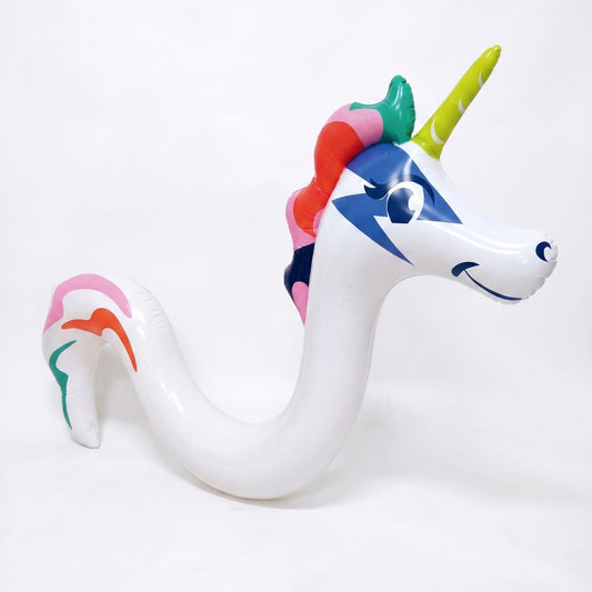 Kids Inflatable Unicorn Pool Float with Rainbow Mane and Tail