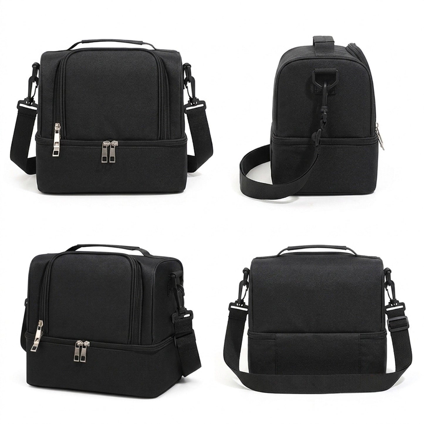 Dual Compartment Insulated Lunch Bag with Adjustable Shoulder Strap