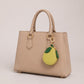 Pear Pouch Bag Charm with Zipper Closure and Gold Tone Clip