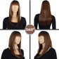 Long Straight Wig with Bangs Heat-Resistant Synthetic Hair Adjustable Cap