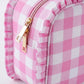 Ruffle Trim Travel Makeup Bag with Zipper Closure