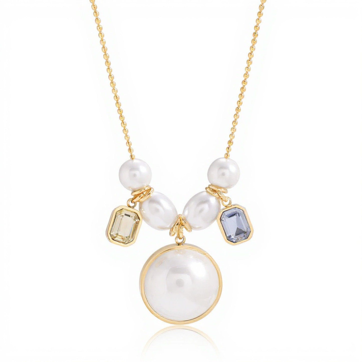 Women's Multi-Charm Pendant Necklace with Layered Bead Accents and Faceted Gem Details for a Valentine Elegant Look
