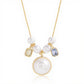 Women's Multi-Charm Pendant Necklace with Layered Bead Accents and Faceted Gem Details for a Valentine Elegant Look