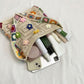 Crochet Shoulder Bag with Flower Applique and Wide Strap