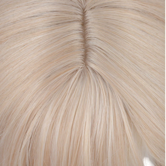 Long White Blonde Synthetic Wig with Bangs Natural Long Wavy Cosplay Wigs Daily Use