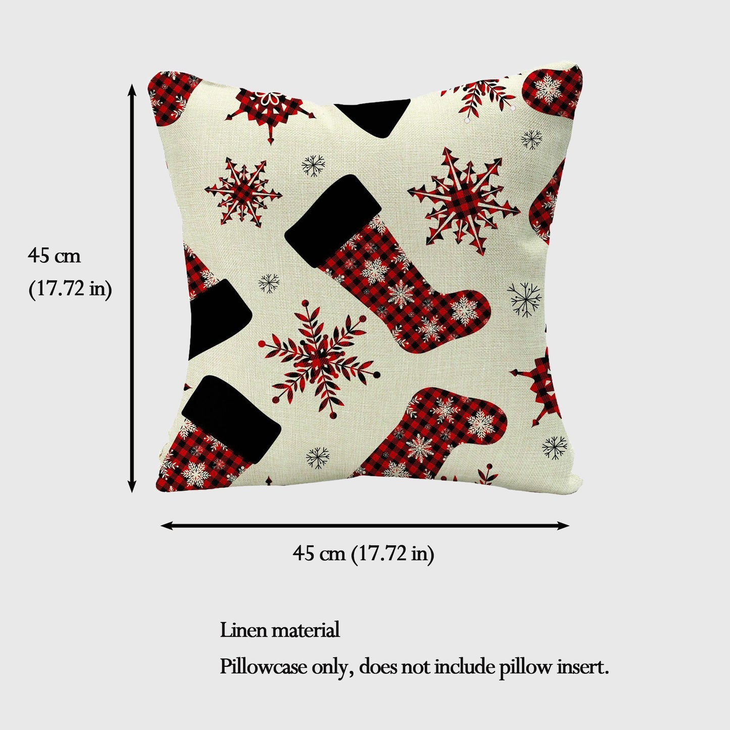 Christmas Gingham Throw Comfortable Pillow Cover 18x18in