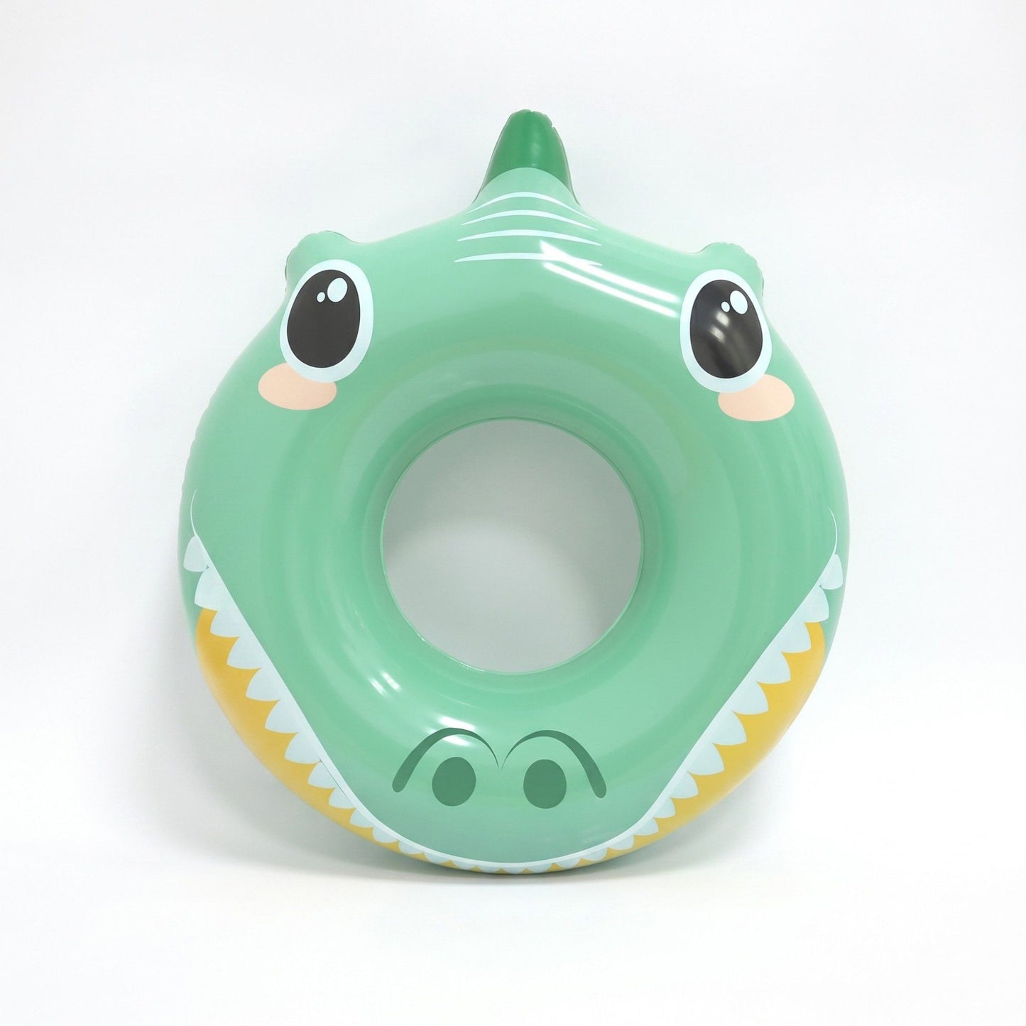 Kids Inflatable Shark Pool Ring with Fin and Cartoon Face