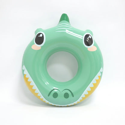 Kids Inflatable Shark Pool Ring with Fin and Cartoon Face