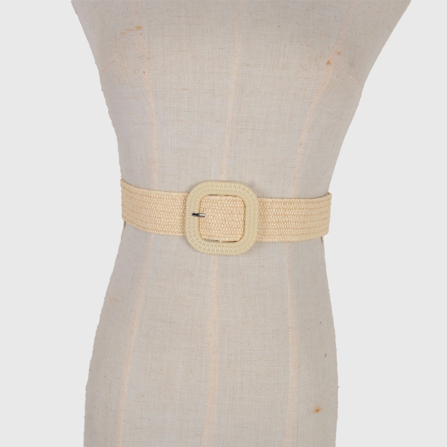 Elegant Straw Belt with Matching Woven Buckle