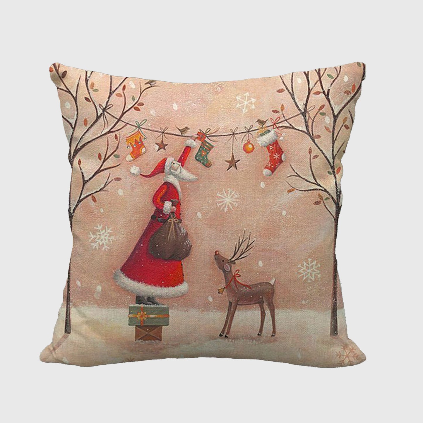 Vintage Winter Throw Comfortable Pillow Cover 18x18in
