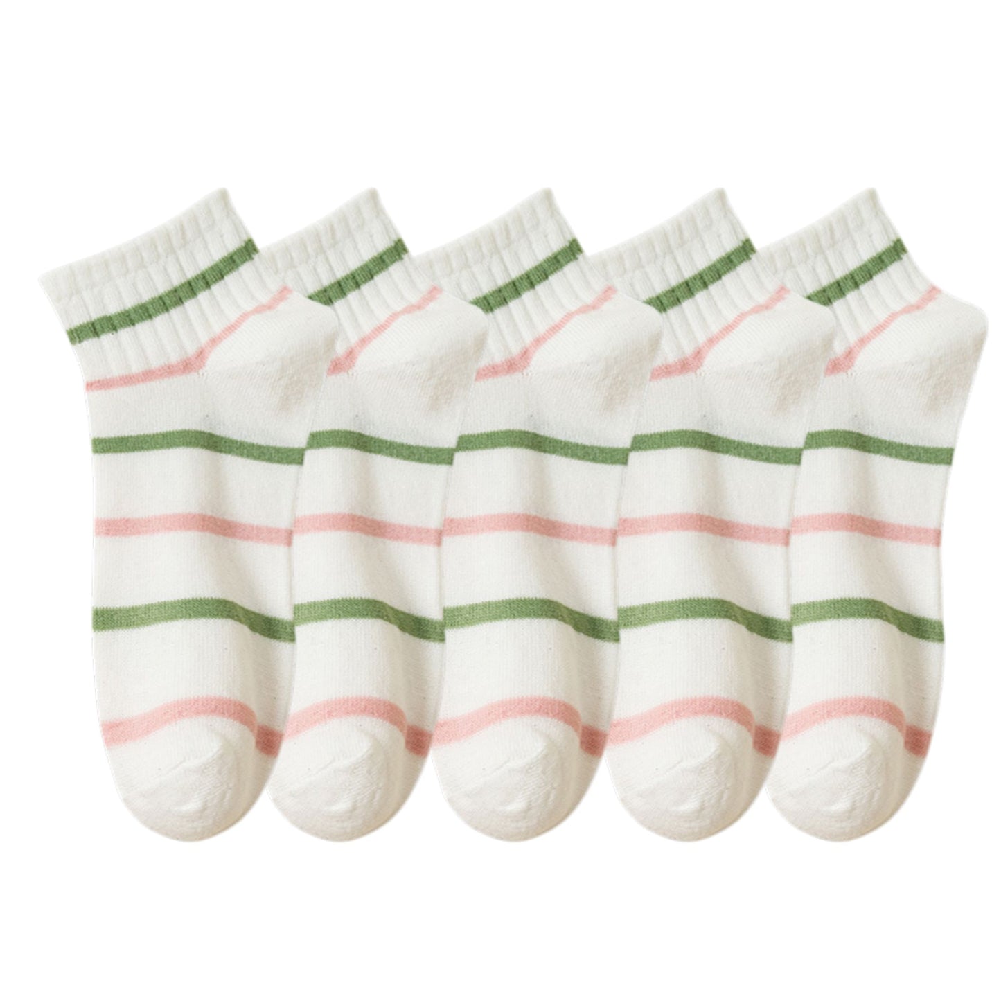 5 Pairs Women's Low Cut Ankle Socks with Polka Dot and Stripe Patterns Soft Cotton Anti-Pilling Casual Everyday Style