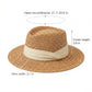 Straw Boater Hat Flat Top Wide Brim Summer Beach Sun Hat Lightweight