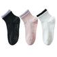 3-Pair Set Short Ankle Grip Socks with Ribbed Cuffs Cushioned Soles and Anti-Slip Bottom for Walking or Yoga