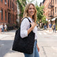 Floral Embroidered Shoulder Tote Bag Lightweight Foldable Everyday Bag for Women