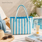 Striped Terry Cloth Tote Bag Roomy Beach and Travel Shoulder Carryall