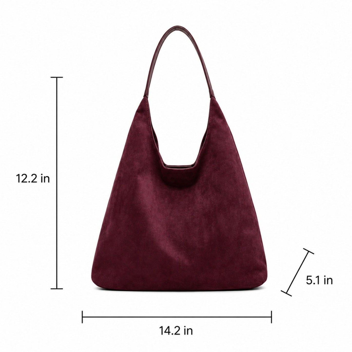 Oversized Suede-Like Hobo Shoulder Bag with Long Strap