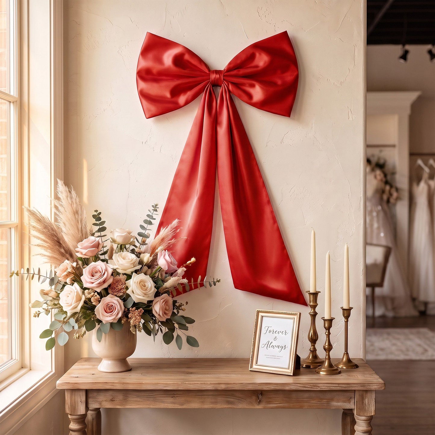 Large Decorative Bow with Long Tails for Holiday Decor