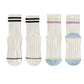 2-Pair Set Crew Athletic Socks with Striped Cuffs and Full Sole Grip for Yoga Fitness