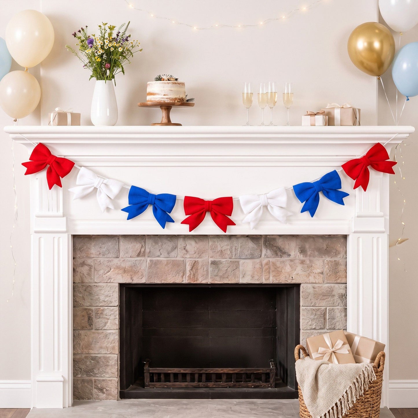Decorative Bow Garland for Parties and Holiday Decor