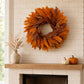 Fall Pumpkin Floral Wreath with Maple Leaves for Front Door Decor