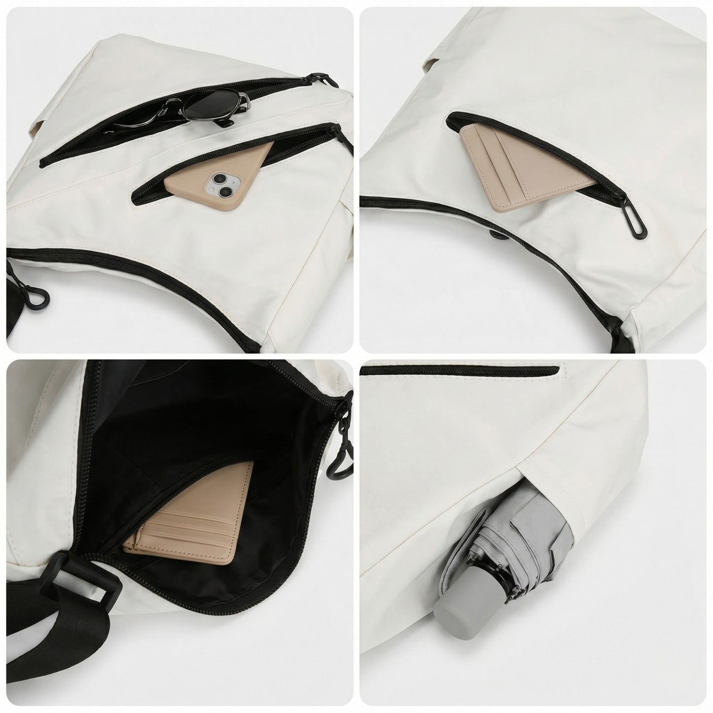 Large Nylon Crossbody Messenger Bag Adjustable Strap Multi Pocket Everyday Shoulder Bag