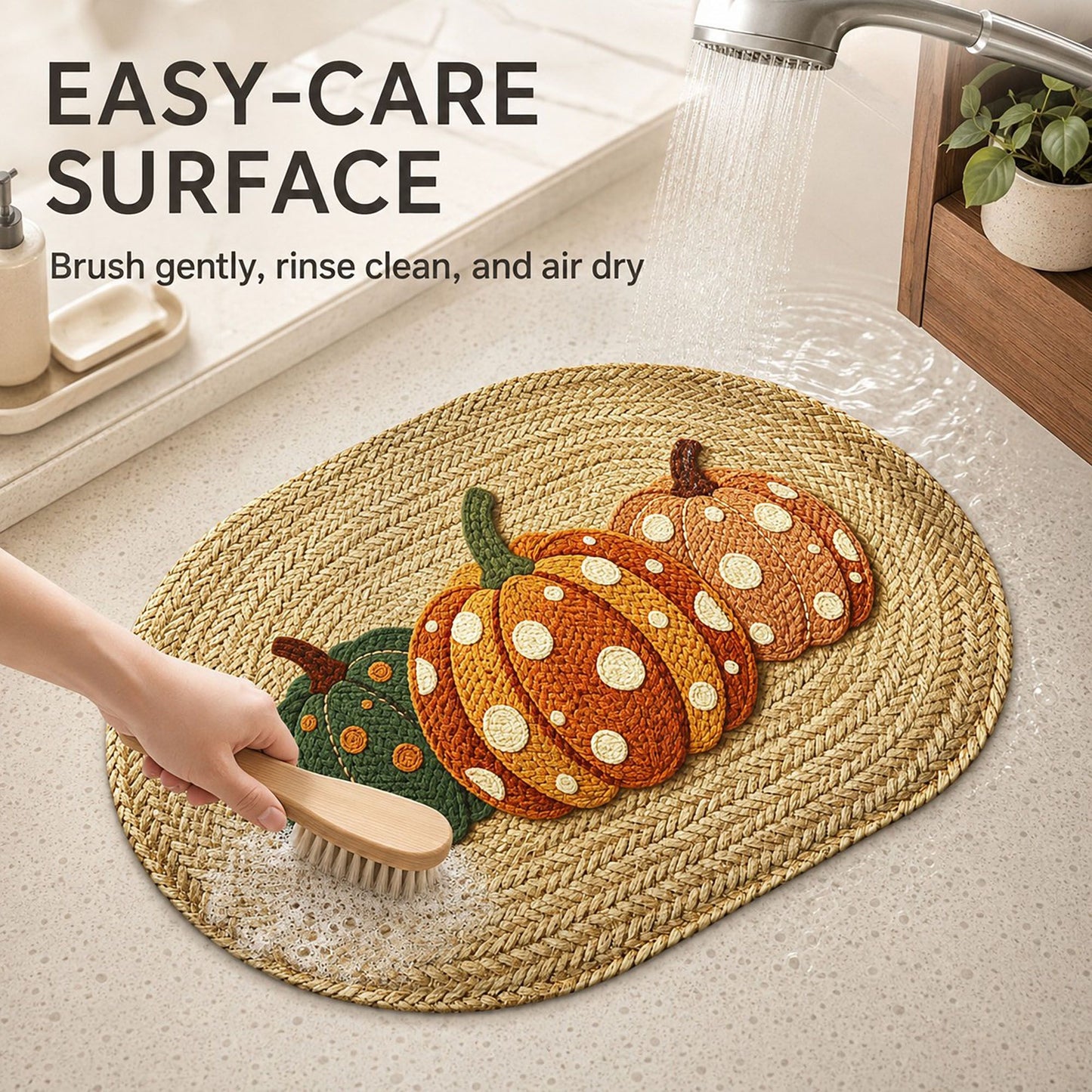 Fall Pumpkin Bath Mat Soft Absorbent Accent Rug 15.7 x 23.6 Inches