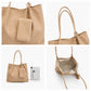 Soft PU Leather Tote Bag with Removable Pouch and Shoulder Handles