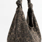 Oversized Leopard Print Hobo Shoulder Bag with Knotted Strap