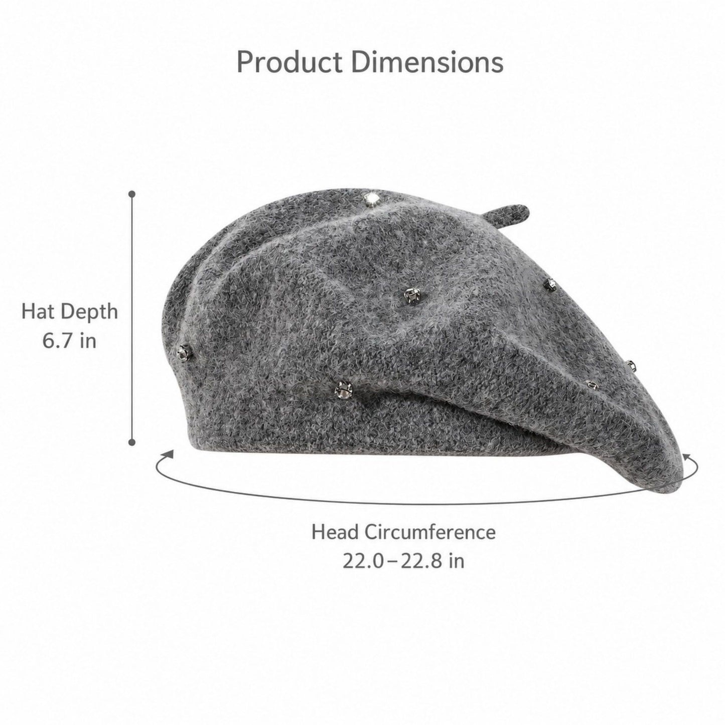 Rhinestone Studded Knit Wool Beret