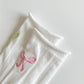 Adorable Bow-Embroidered Ribbed Ankle Socks 5Pk
