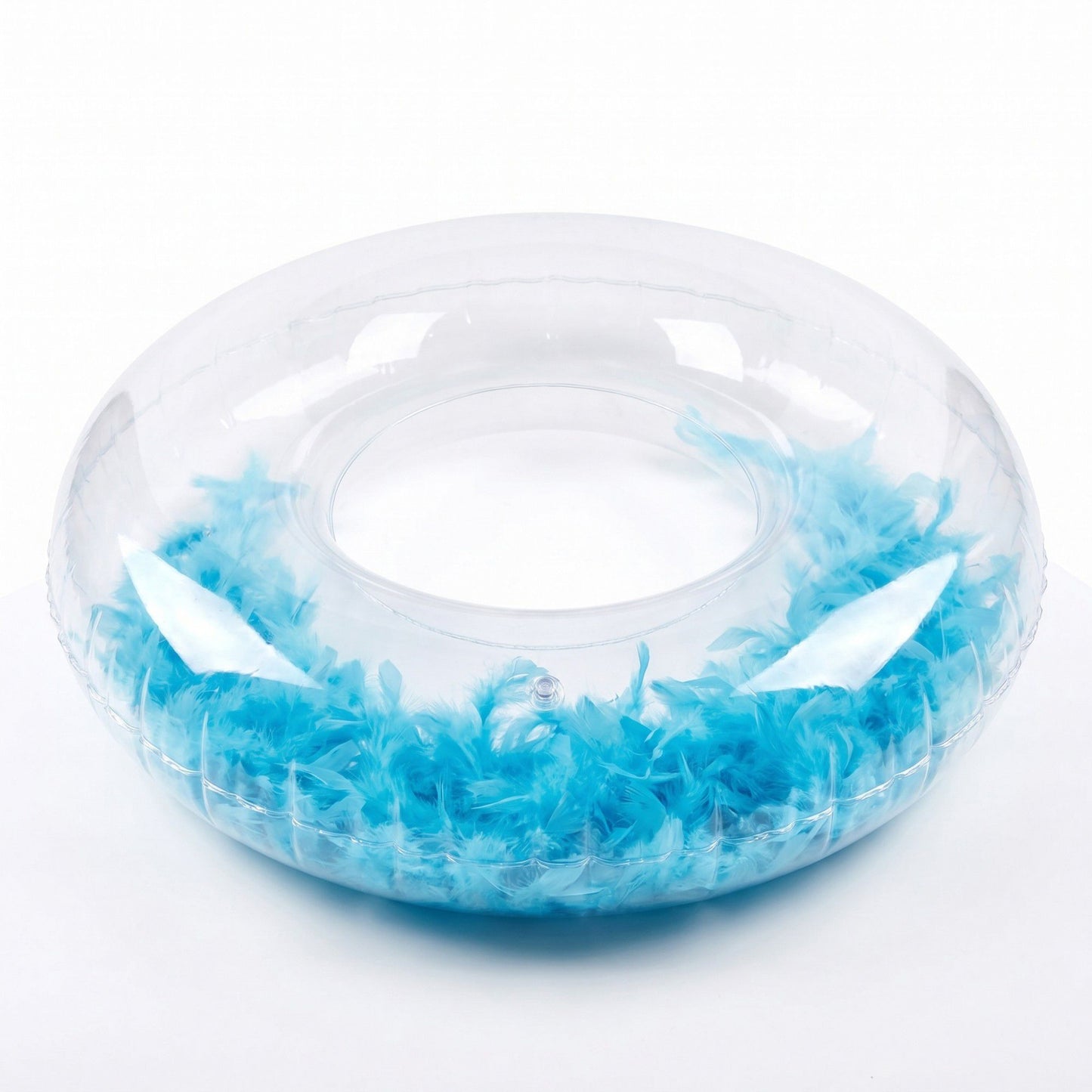 Clear Feather Inflatable Pool Ring with Blue Accent Fill