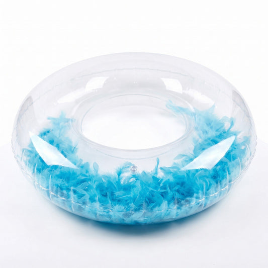 Clear Feather Inflatable Pool Ring with Blue Accent Fill
