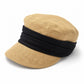 Woven Cadet Cap with Contrast Fabric Band and Short Brim