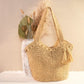 Tassel Straw Tote Bag with Zipper Closure for Beach and Travel