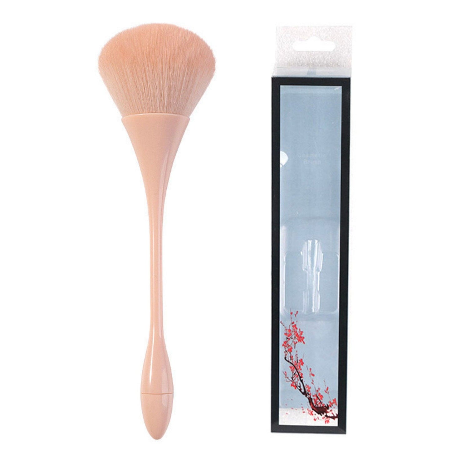 2 Piece Powder Makeup Brush Set with Soft Synthetic Bristles and Metallic Handle for Face Makeup