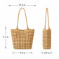 Woven Shoulder Bag with Cutout Design Soft Faux Leather Feel Tote and Inner Pouch