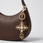 2pc Cross Pearl Rhinestone Keychain Bag Charm with Lobster Clasp and Key Ring