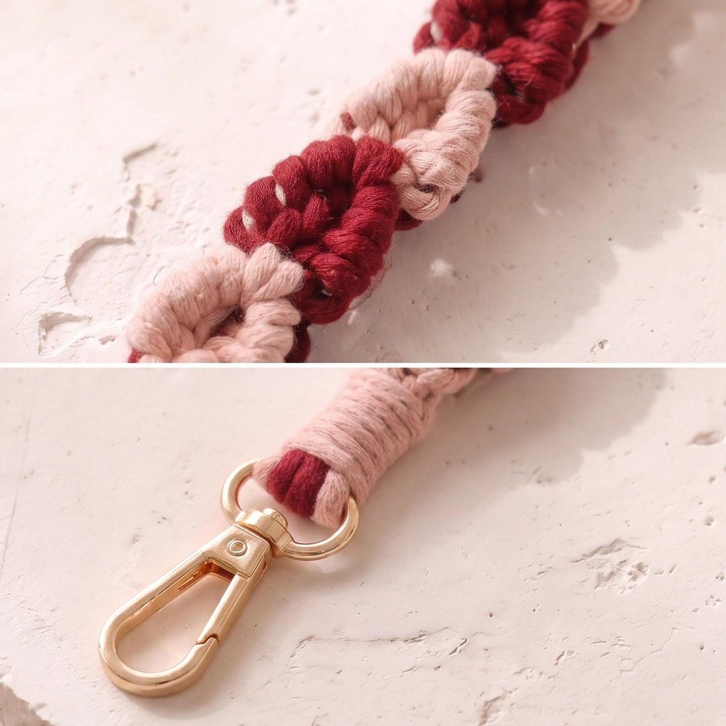 Knotted Macrame Wrist Strap with Swivel Clasp