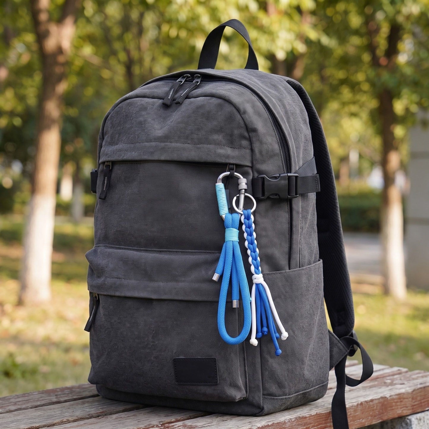 Carabiner Braided Cord Backpack Charm Keychain