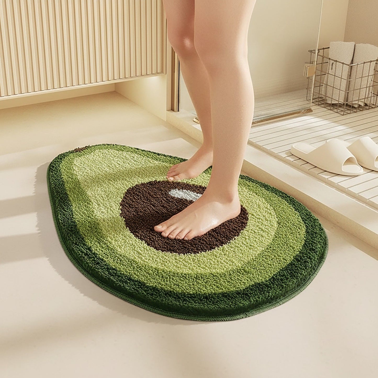 Tufted Floor Mat with Fruit Inspired Design Non Slip Backing Soft Plush Decorative Kitchen Bathroom Rug